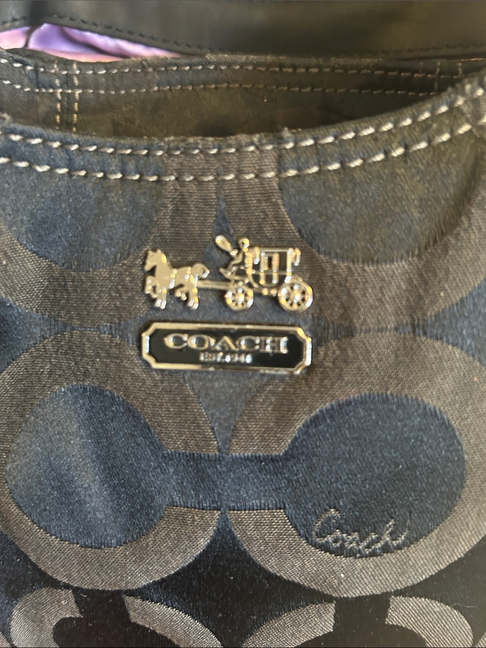 Coach Black Signature Circle Shoulder Tote - Picture 2 of 9